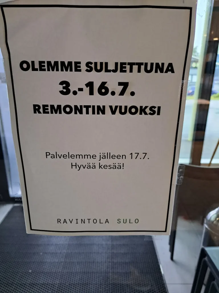 Ravintola Sulo remontti 2024